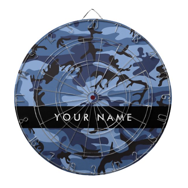 Navy Blue Camouflage Your name Personalise Dartboard (Front)