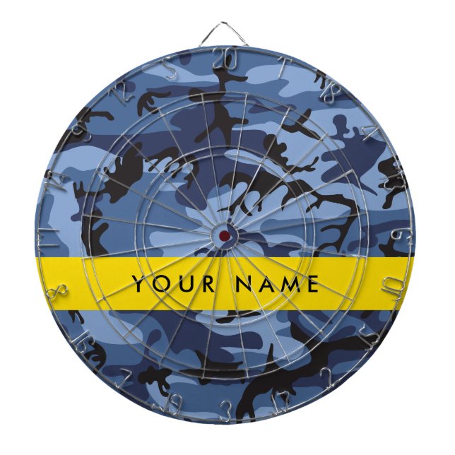 Navy Blue Camouflage Your name Personalise Dartboard (Front)