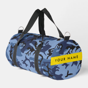 Navy Blue Camouflage Your name Personalise Duffle Bag