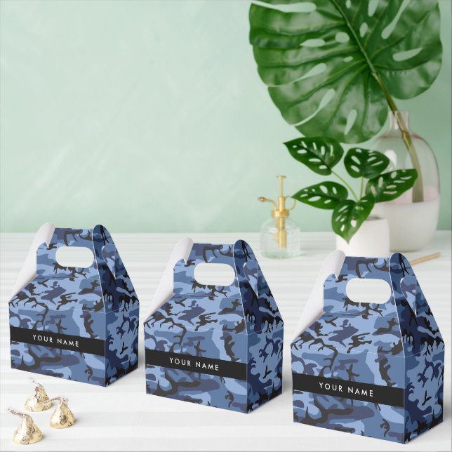 Navy Blue Camouflage Your name Personalise Favour Box (Multiple)
