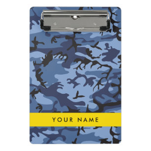Navy Blue Camouflage Your name Personalise Mini Clipboard