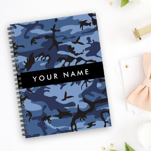 Navy Blue Camouflage Your name Personalise Notebook