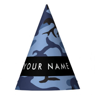 Navy Blue Camouflage Your name Personalise Party Hat