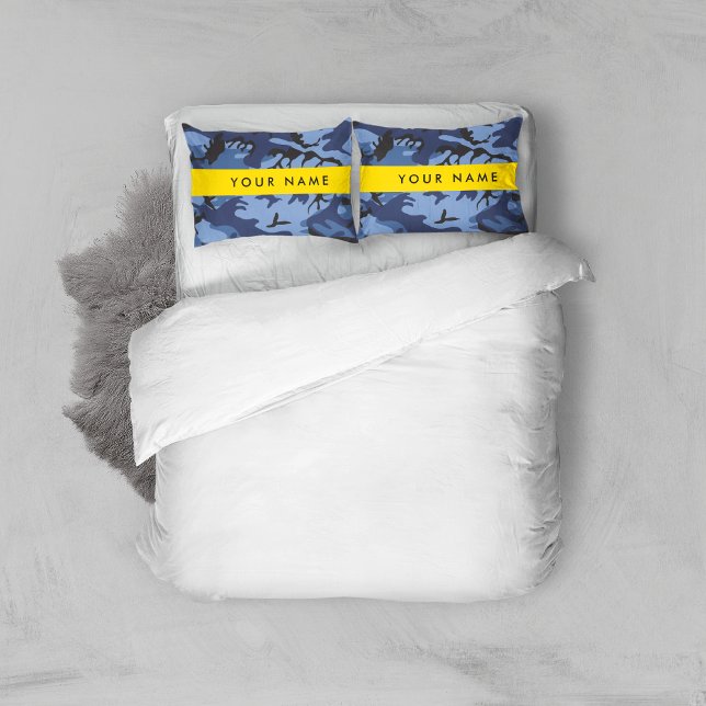 Navy Blue Camouflage Your name Personalise Pillowcase (Creator Uploaded)