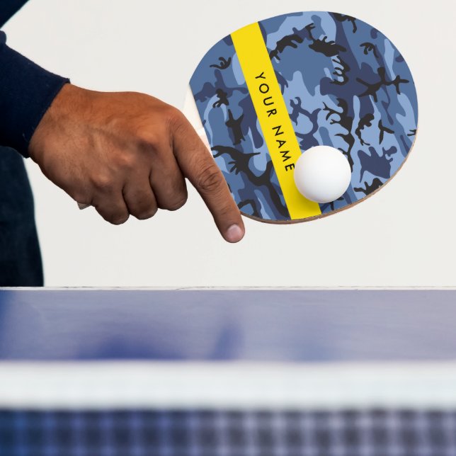 Navy Blue Camouflage Your name Personalise Ping Pong Paddle (Insitu)