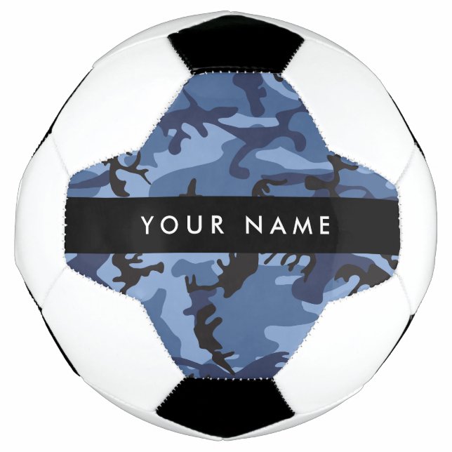 Navy Blue Camouflage Your name Personalise Soccer Ball (Front)
