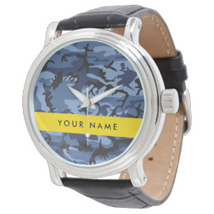 Navy Blue Camouflage Your name Personalise Watch