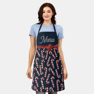 Navy Blue Candy Canes Apron