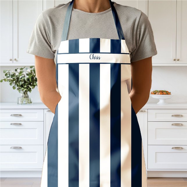 Navy Blue Candy Stripe Apron (Candy Stripe Navy Apron)