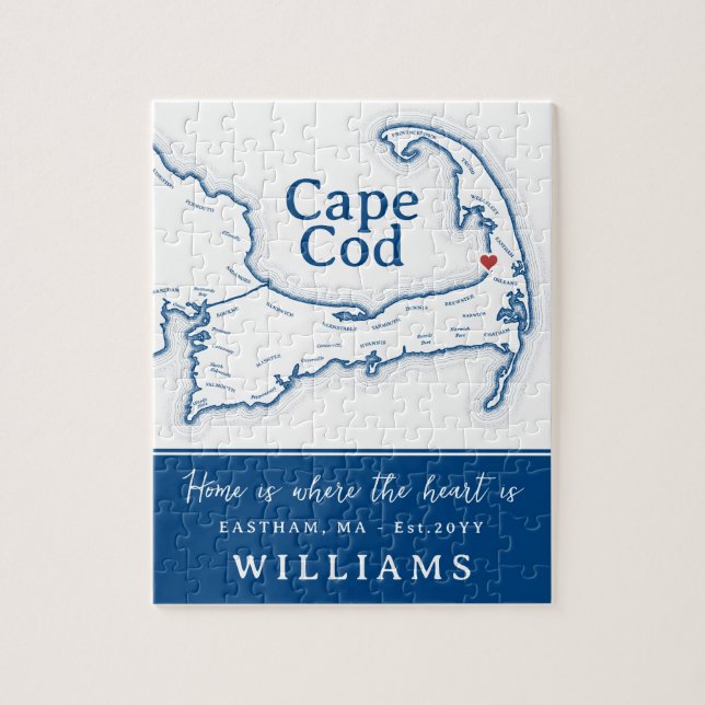 Navy Blue Cape Cod Map New Home Jigsaw Puzzle (Vertical)