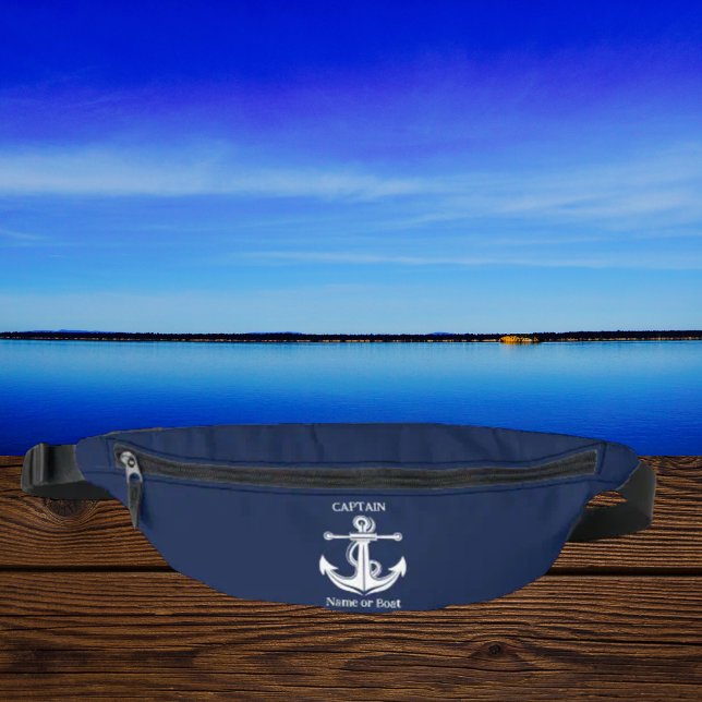 Navy Blue Captain Anchor Nautical Boat Name Bum Bags (Creator Uploaded)