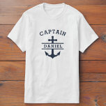 Navy Blue Captain Boat Nautical Anchor Ship  T-Shirt<br><div class="desc">Sail in style with the Navy Blue Captain Boat Nautical Anchor Ship T-Shirt. This premium tee features a classic navy blue hue and a striking anchor and ship design, perfect for maritime enthusiasts. Crafted from soft, breatheable fabric, it ensures all-day comfort whether you're on the water or on land. Ideal...</div>