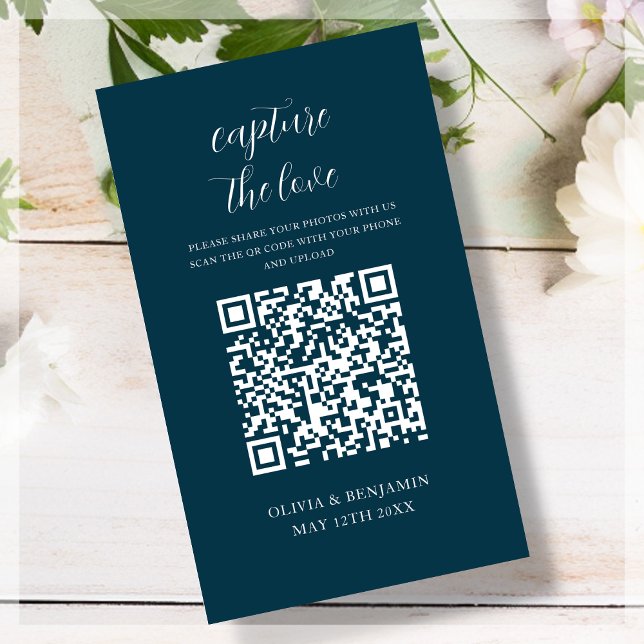 Navy Blue | Capture The Love QR Code Enclosure Card (Creator Uploaded)