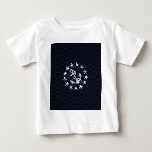 Navy Blue Carbon Fibre Nautical Yacht Flag Print Baby T-Shirt
