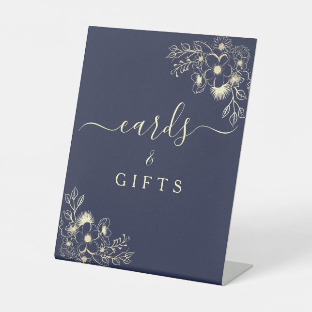 Navy Blue Cards and Gifts Wedding Sign (Front)