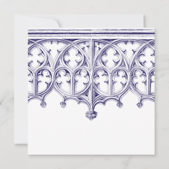 Navy Blue Cathedral Wedding Invitations (Front)