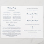 Navy Blue Catholic Wedding Mass Ceremony Program<br><div class="desc">This simple, yet elegant, folded Catholic wedding ceremony with mass program booklet features a cross and stylish accents of calligraphy script. The neutral, classic, navy blue and white, typography design provides you with a text template for a traditional Catholic order of service with mass. There is plenty of room to...</div>