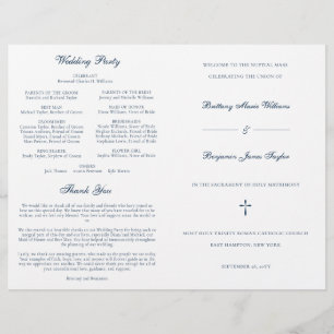 Navy Blue Catholic Wedding Mass Ceremony Program