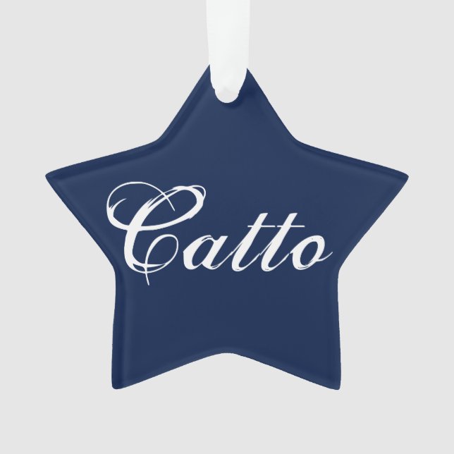 Navy Blue "Catto" Star Ornament (Front)