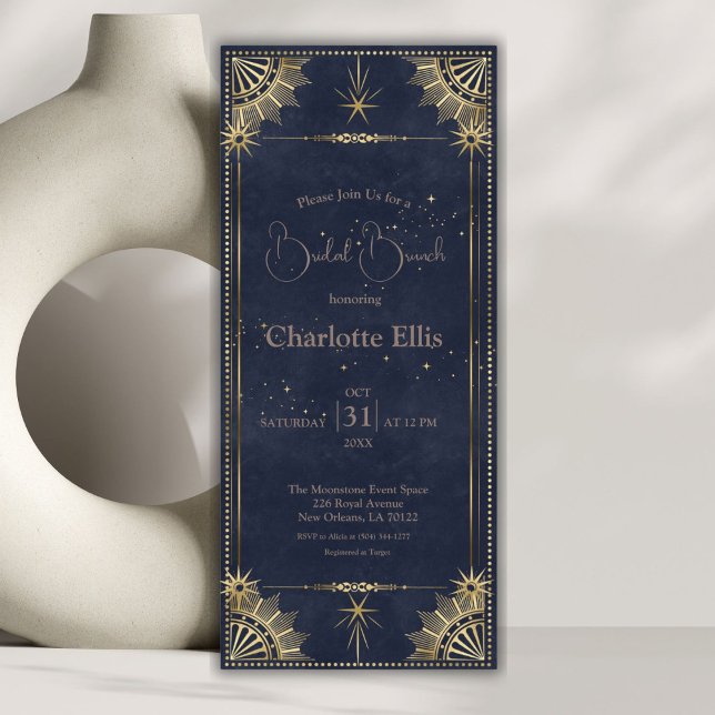 Navy Blue Celestial Bridal Brunch Invitation (Creator Uploaded)