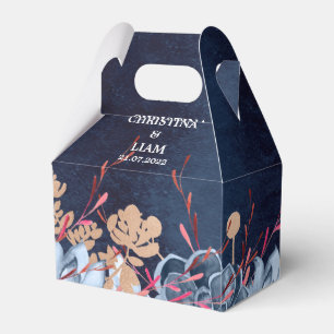 Navy Blue Chalkboard Floral Wedding Favour Box