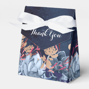 Navy Blue Chalkboard Floral Wedding Favour Box