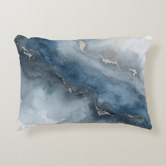 Navy Blue Charcoal Grey White Beige Abstract Decorative Cushion