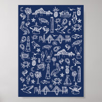 Navy Blue Charleston Toile Mini