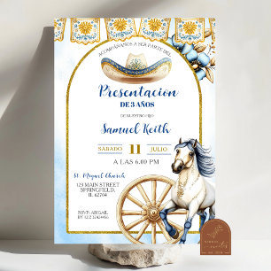 Navy Blue  Charro Presentacion de 3 anos Invitatio Invitation