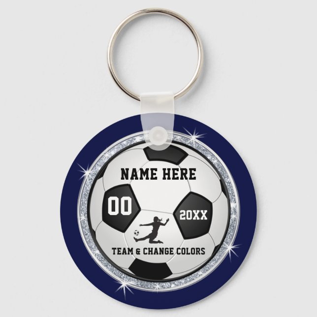 Navy Blue Cheap, Soccer Keychains Personalized (Front)
