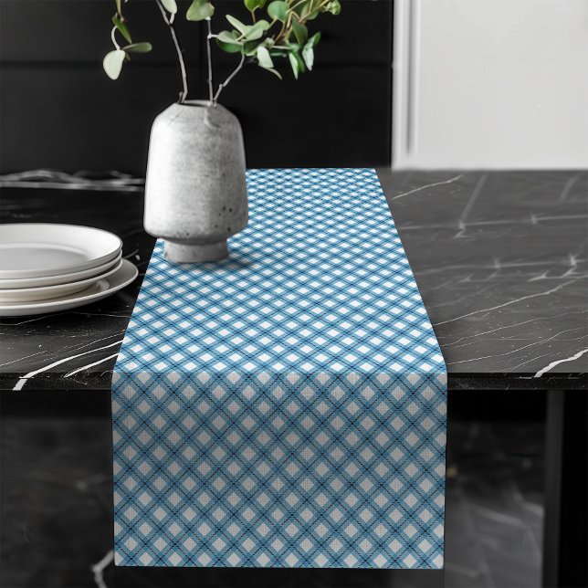 Navy Blue Check Table Runner for Seasonal Charm (Navy Blue Check Table Runner for Seasonal Charm)