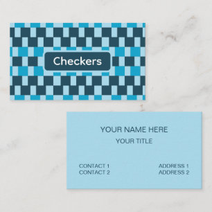 Navy Blue Checkers Chequered Business Card