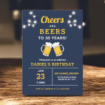 Navy Blue Cheers And Beers Birthday Party Invitation<br><div class="desc">Invite friends and family to celebrate in style with this navy blue “Cheers and Beers” birthday party invitation. Featuring a bold design and easy personalisation,  this invite sets the perfect tone for milestone celebrations of any age.</div>