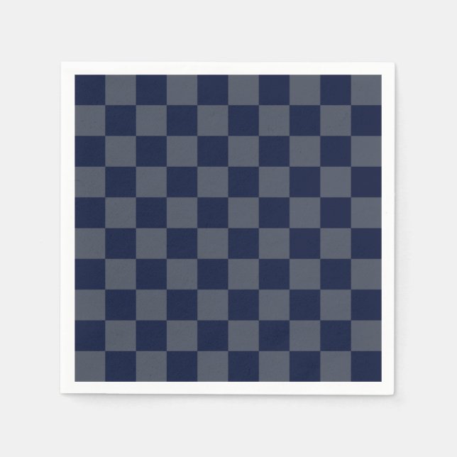 Navy Blue Chequerboard Napkin (Front)
