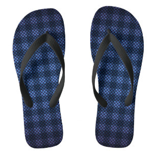Navy blue chequered carbon fibre patterned thongs