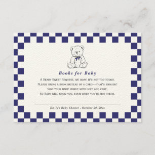 Navy Blue Chequered Teddy Bear-Our Little Cub Book Enclosure Card