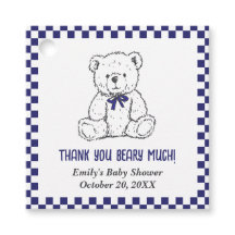 Navy Blue Chequered Teddy Bear-Our Little Cub
