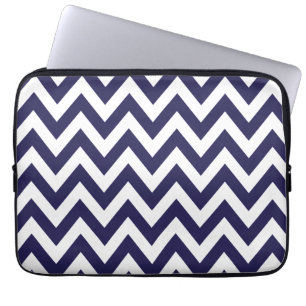 Navy Blue Chevron Stripes Laptop Sleeve