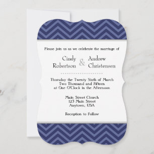 Navy Blue Chevron Wedding Invitations