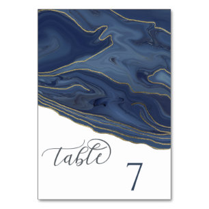 Navy blue chic agate romantic elegant table number