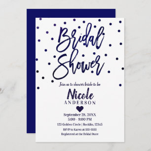 Navy Blue Chic Modern Script Bridal Shower Invitation