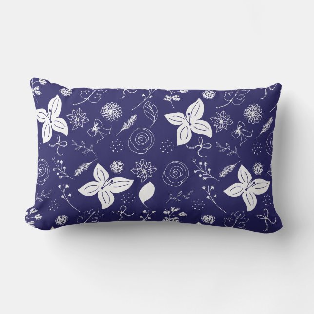 Navy Blue Christmas  Lumbar Cushion (Front)