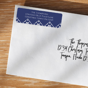 Navy Blue Christmas Snowflake Return Address Label