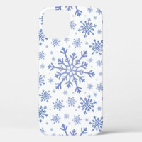 Navy Blue Christmas Snowflakes on Winter White