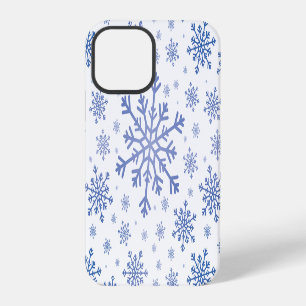 Navy Blue Christmas Snowflakes on Winter White iPhone 12 Pro Case