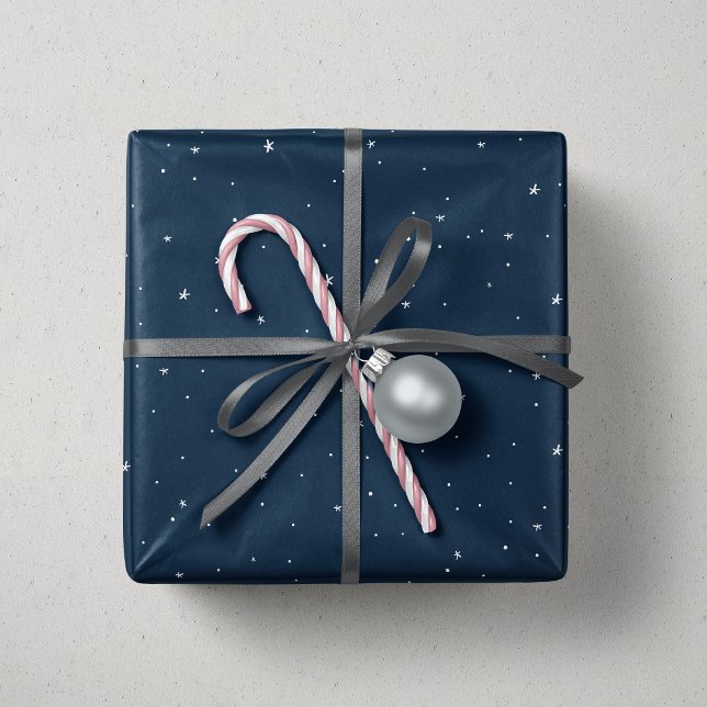 Navy blue Christmas stars fun holiday Wrapping Paper (Creator Uploaded)