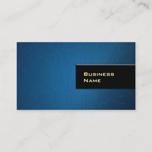 Navy Blue Circuit Layout Hi-tech Professional Business Card (Front)