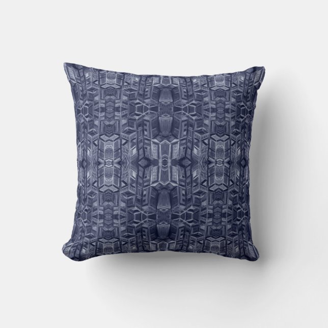 Navy Blue City Pattern Pillow (Front)