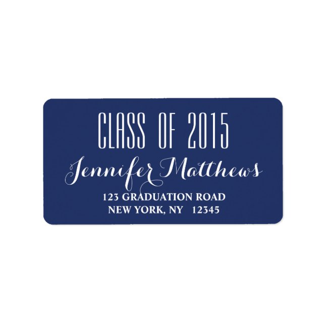 Navy Blue Class of 2015 Graduation Address Label (Front)
