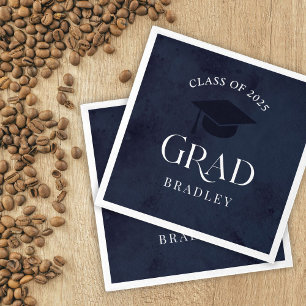 Navy Blue Class of 2025 Modern Graduation Party Napkin
